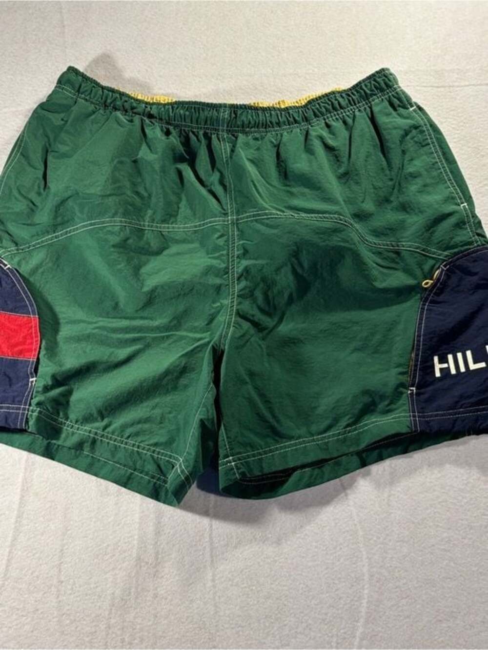 Tommy‎ Hilfiger Green Men's Athletic Swim Shorts with Color-Block Panels
